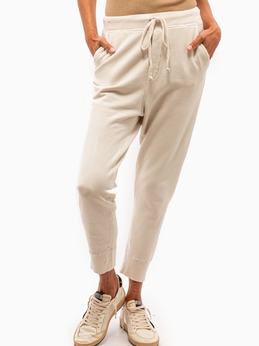 Nili Lotan Cream Drawstring Jogger Pants